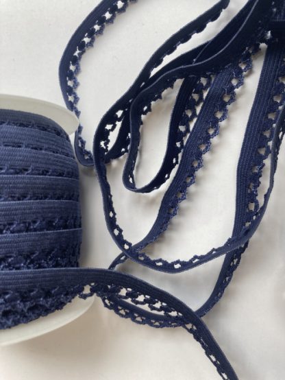 French Navy Blue picot edge lingerie elastic