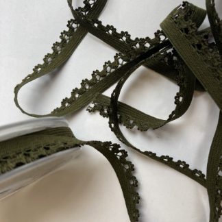 Olive Green picot edge lingerie elastic