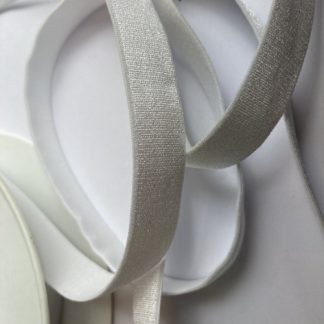 White satinised elasticated ribbon for bra straps and decorative straps