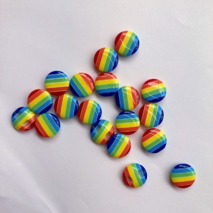 rainbow stripe flat plastic button