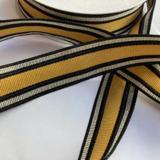 Mustard Yellow, Gold and Black striped Grosgrain Trim