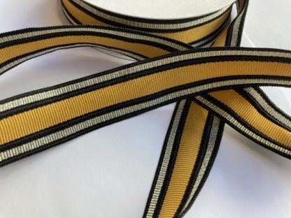 Mustard Yellow, Gold and Black striped Grosgrain Trim