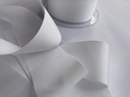 White 40mm Grosgrain Petersham Ribbon