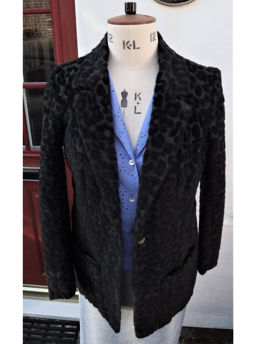 leopard tufted designer wool mix jacket