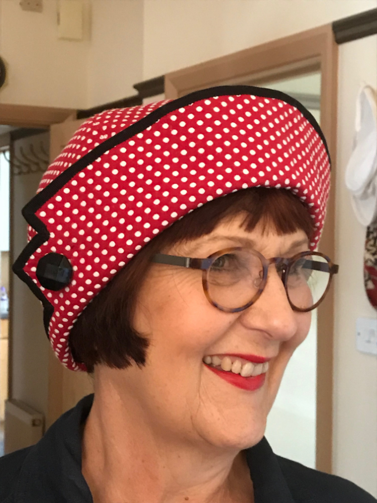 Red and White Spotty jacquard brocade retro hat