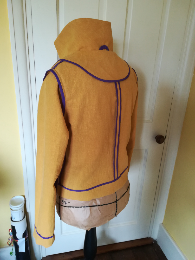 unlined yellow linen jacket with bound seams