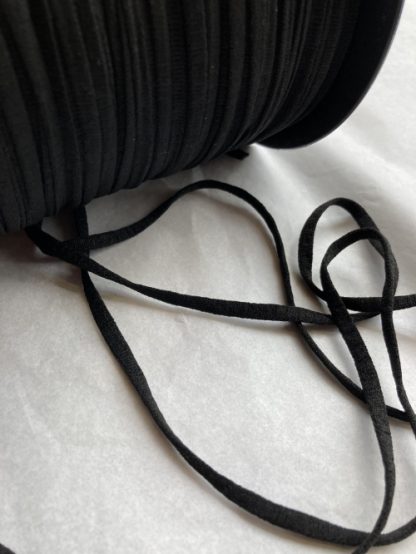 Black knitted extra soft knitted tubular flat elastic