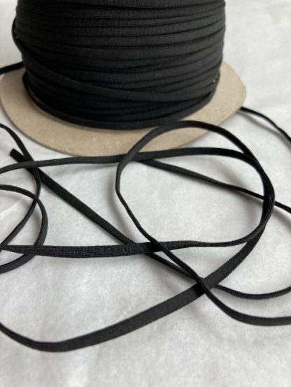 Black knitted extra soft knitted tubular flat elastic