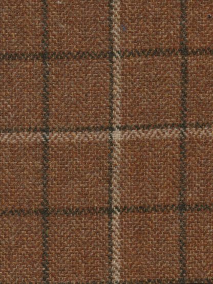 tan brown windowpane check 100% wool tweed