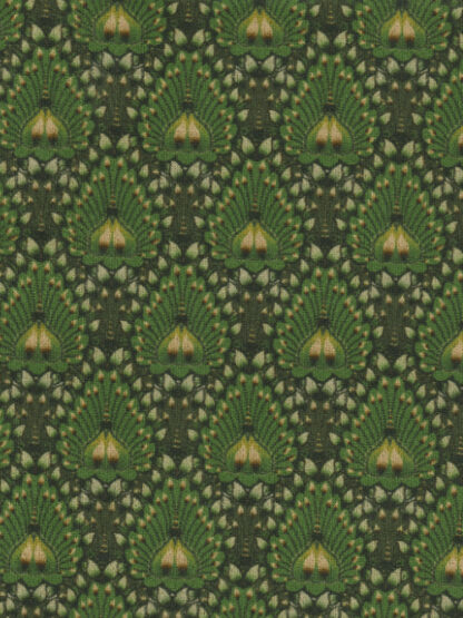 leaf green peacock print stretch sueded ponte jersey