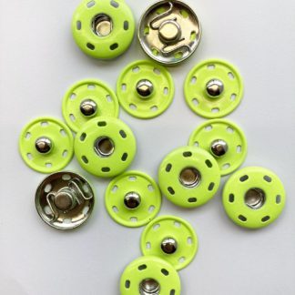 neon yellow green sew-on poppers snap fasteners