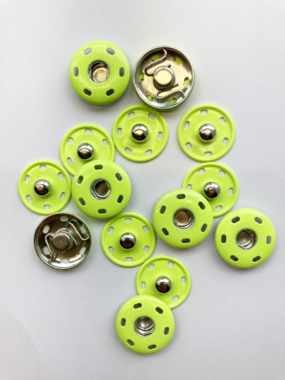 neon yellow green sew-on poppers snap fasteners