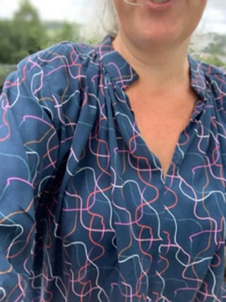 squiggle print viscose Matcha top by Sew Liberated