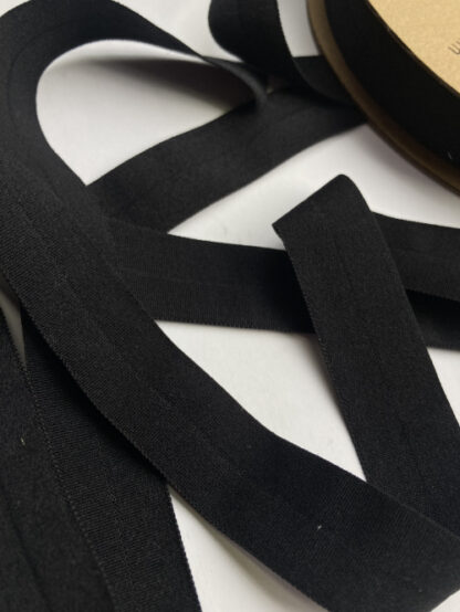 Matt black polyamide and elastane fold-over elastic