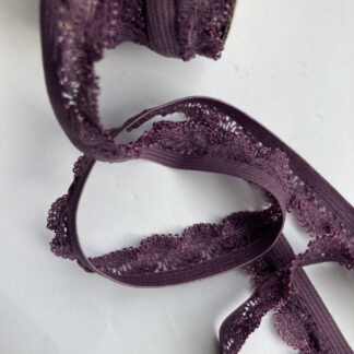 Aubergine Purple picot edge lacey lingerie elastic