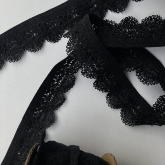 Black picot edge lacey lingerie elastic