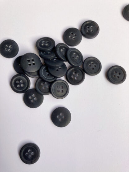 Charcoal Grey / Black marbled four hole matt plastic shirt button