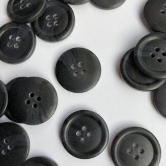 Charcoal Grey / Black marbled four hole matt plastic shirt button