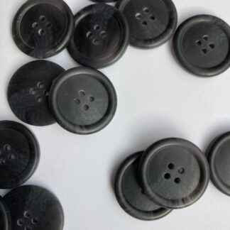 Charcoal Grey / Black marbled four hole matt plastic shirt button