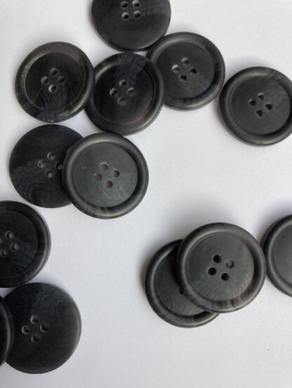 Charcoal Grey / Black marbled four hole matt plastic shirt button