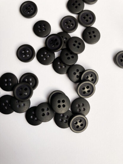 black 4 hole plastic shirt button