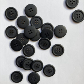 Black four hole matt plastic shirt button