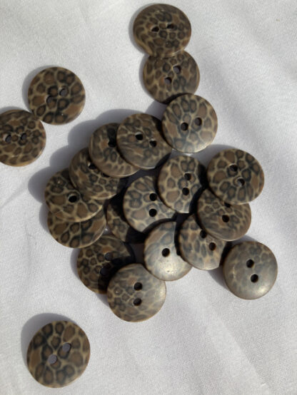 Brown leopard panther marbled 2 hole matt plastic button