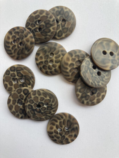 Brown leopard panther marbled 2 hole matt plastic button