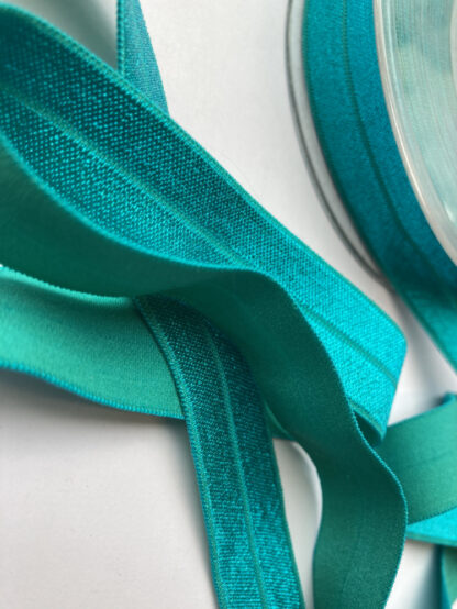 peacock blue green fold-over elastic binding