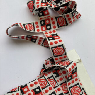 Red, Black and White geometric woven Polyester braid