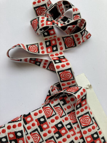 Red, Black and White geometric woven Polyester braid