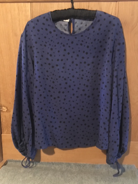 Blue and Black spotty print tencel MErchant and Mills Edie blouse