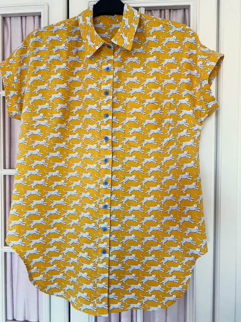 yellow leaping leopard print Japanese Linen Closet Core Kalle Shirt