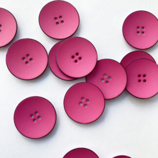 Bright Fuchsia Pink with fine black rim four hole bowl satelite shape matt plastic button