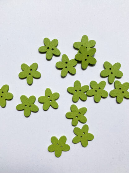 Apple Green daisy shape flat wooden button