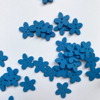 Bright Mid Blue daisy shape flat wooden button