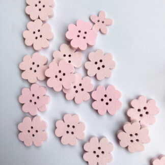 Pale Pink shamrock floral shape flat wooden button