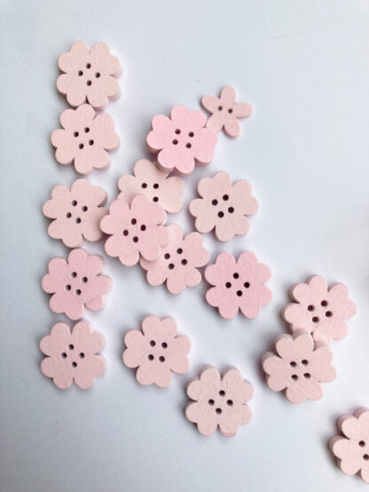 Pale Pink shamrock floral shape flat wooden button