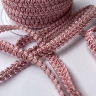 Dusky Rose Pink Chenille Gimp Plaited Braid