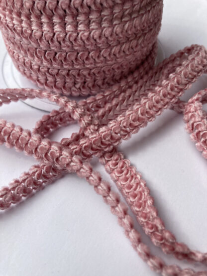 Dusky Rose Pink Chenille Gimp Plaited Braid