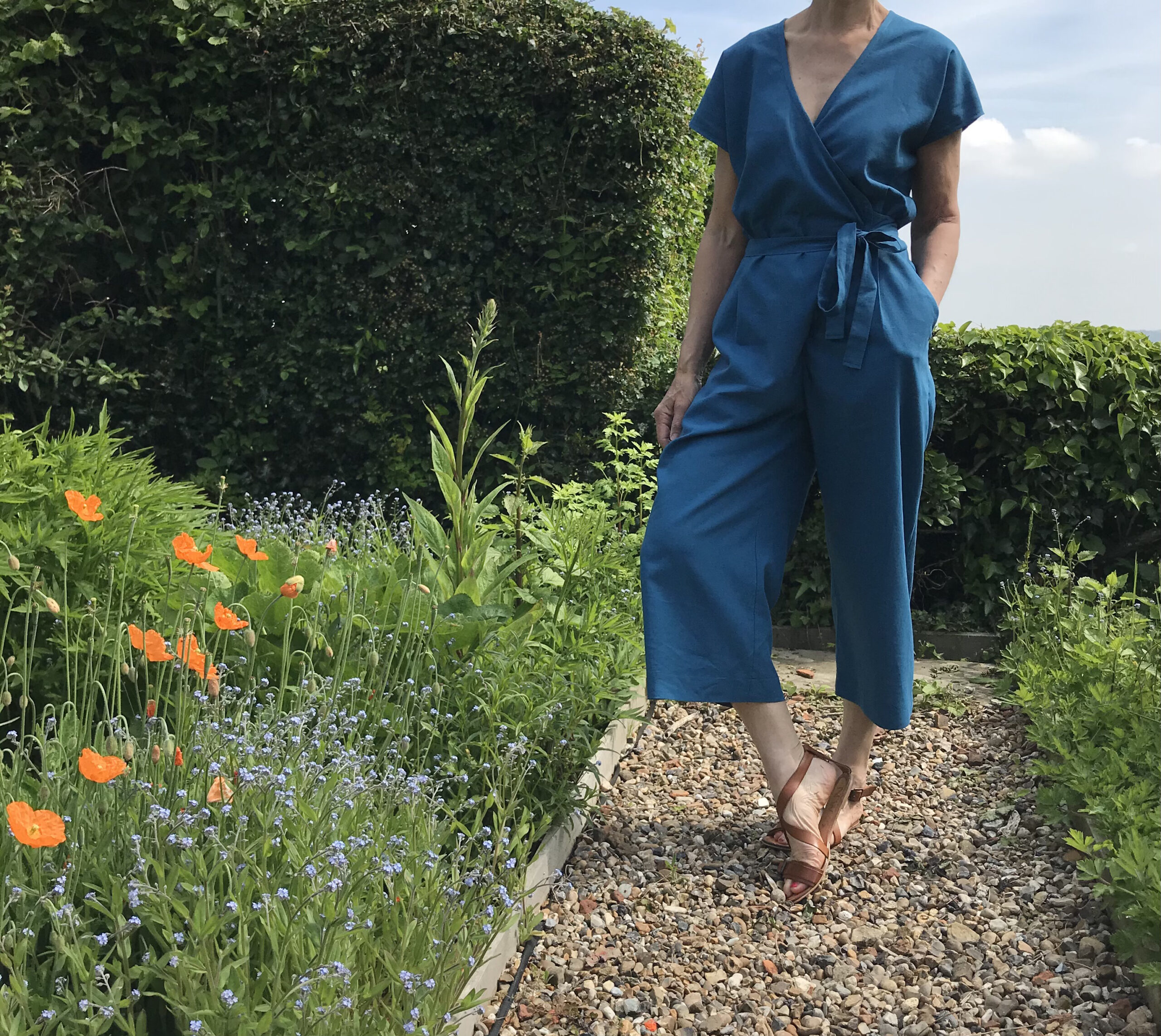 peacock linen sorona mix zadie jumpsuit