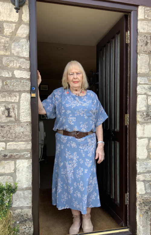 blue floral georgette matching top and skirt dress