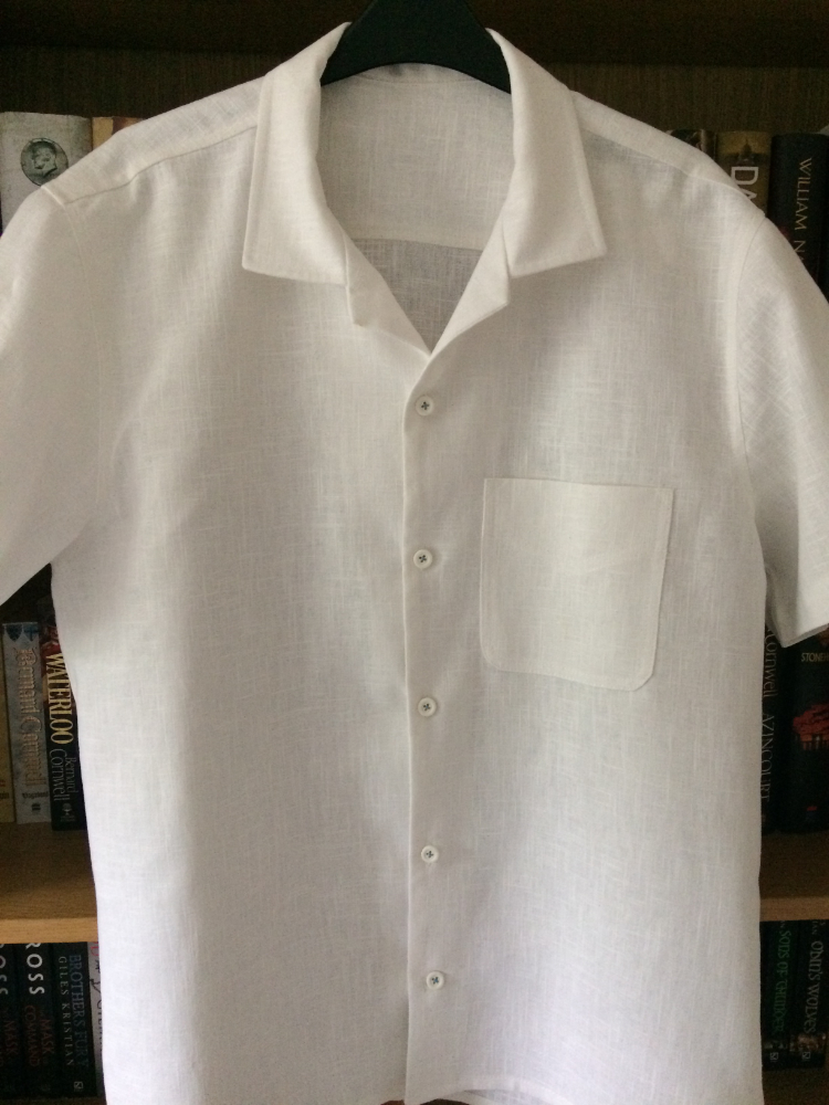 white 100% Ramie man's shirt