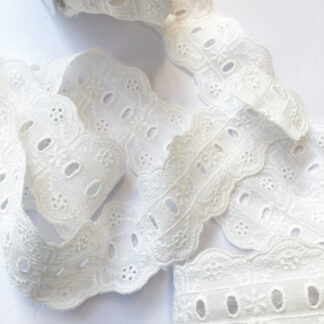 White eyelet broderie anglaise cotton trimming