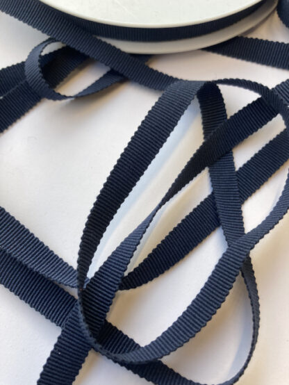 Navy Blue Cotton Grosgrain Ribbon