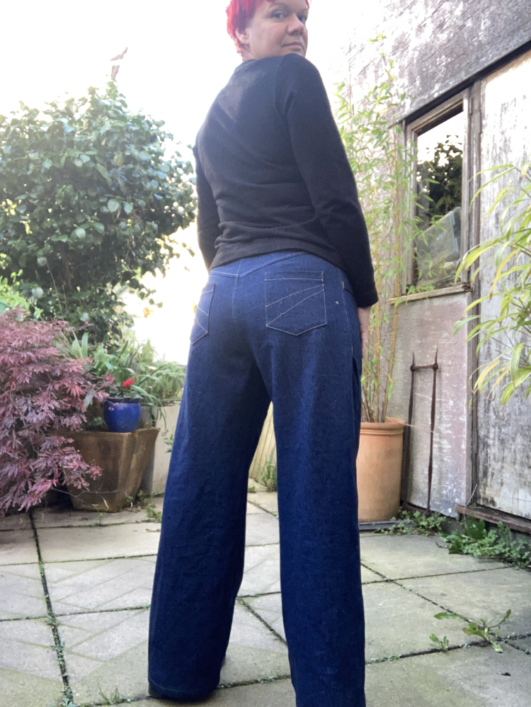 10oz indigo cotton denim narcisse pants - back view