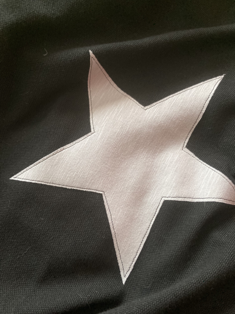 close up of the star - bondawebbed on and then top-stitched