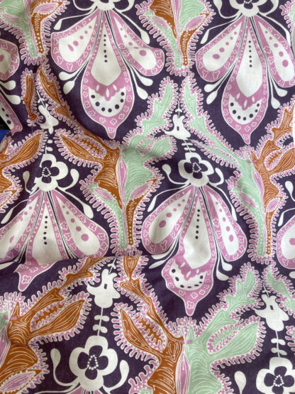 big colourful abstract print linen and cotton dress fabric