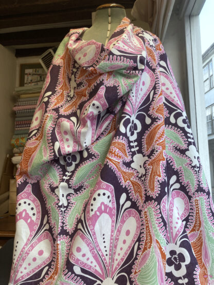 big colourful abstract print linen and cotton dress fabric