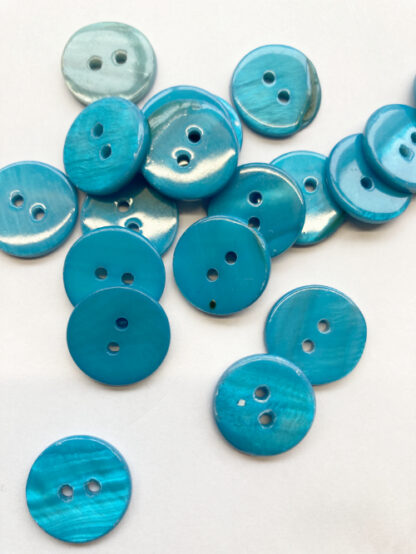 Turquoise Blue 2 hole dyed Troca shell button 